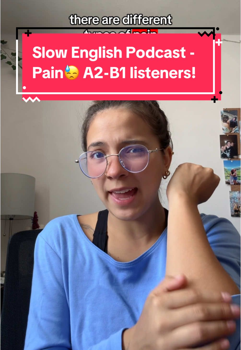 Slow English Podcast - talking about Pain!😓 Try to not read the subtitles, and just LISTEN 👂  #slowenglishpodcast #misshoney #maestramiel #englishteacher #englishlistening 