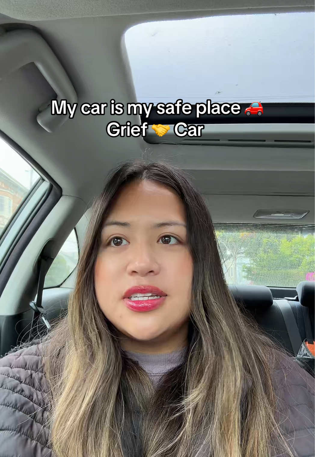 There’s also something about sitting in my car when it’s raining and just letting my mind wander ☔️ #griefandloss #carthoughts #griefbrain #griefandloss #mystory #community #sf 