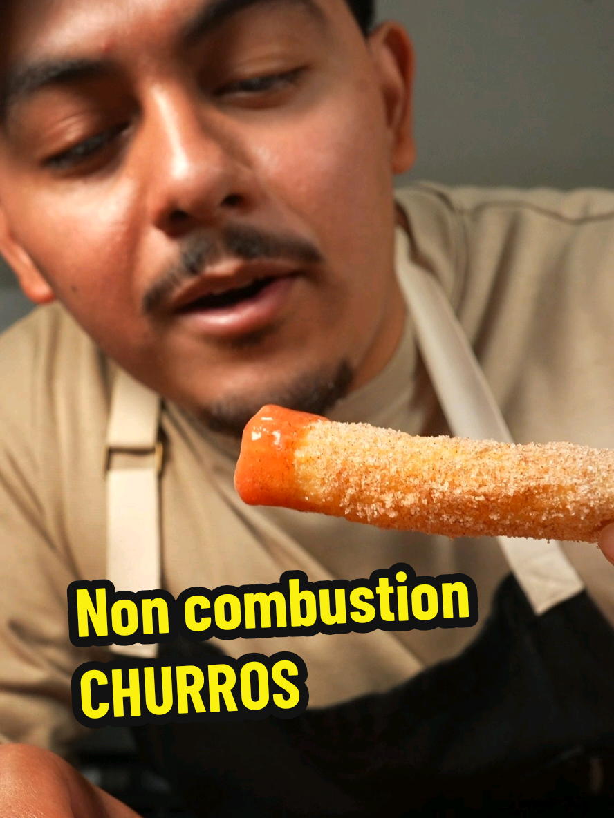 NON COMBUSTION CHURROS! Step up the way you make churros with these tips so you don't eat bombs. stay safe put there #churros #dessert here is the recipe I use. 1C water (240ml] 2Tbsp butter (30g) 1tsp Vanilla extract pinch of salt 1C AP flour (130g) 1 egg