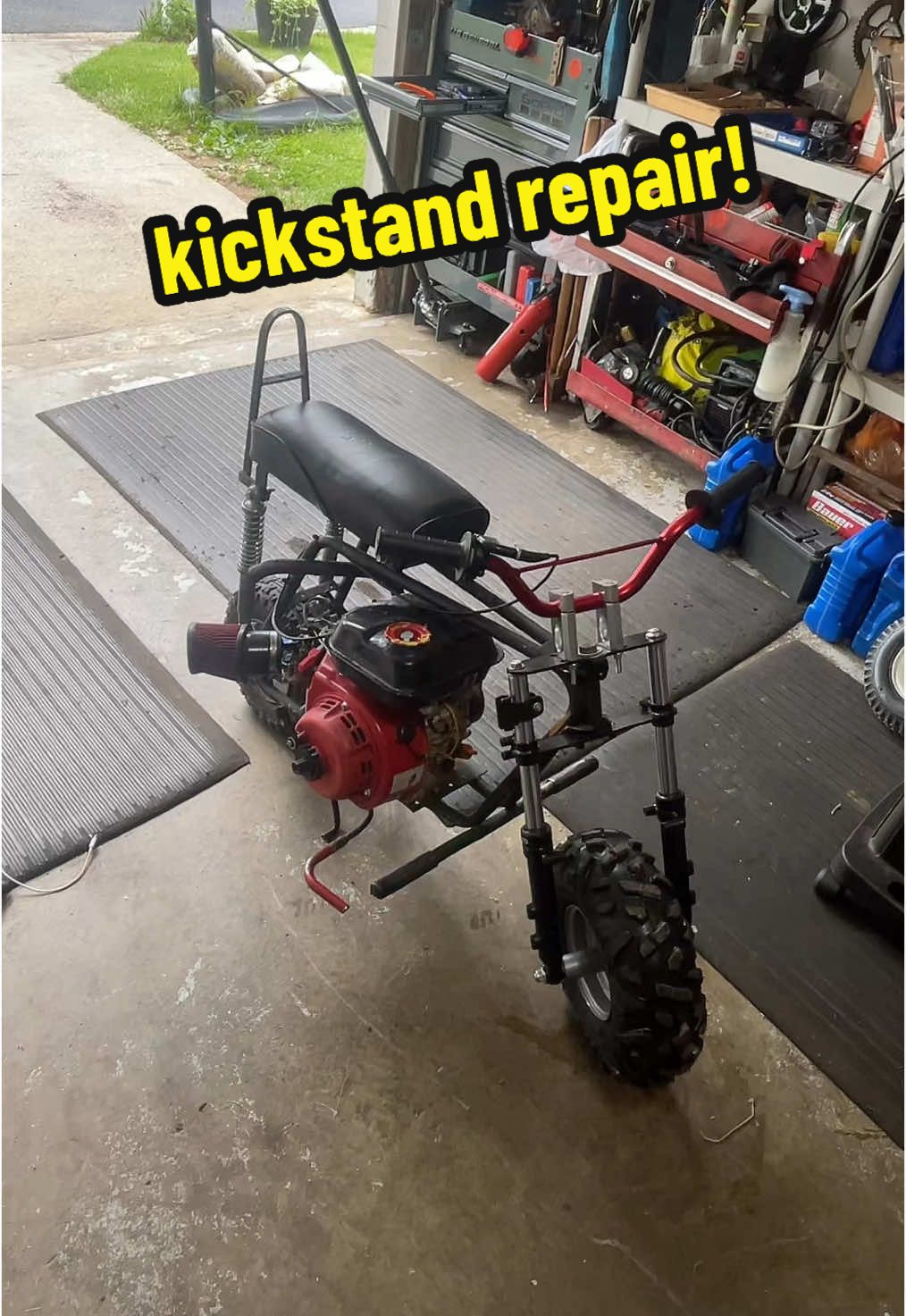 vintage bike kickstand fix🔥 #minibike #oldminibikes #qmansgarage 