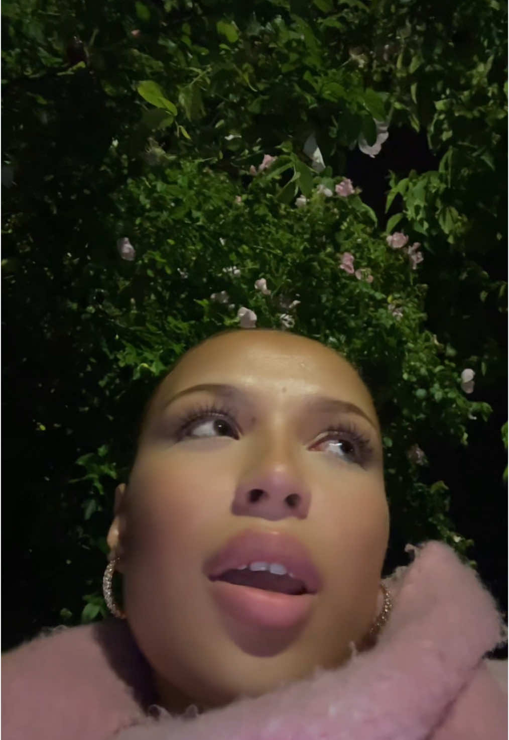 We’re out and it’s late… so I found a pink tree 🌸