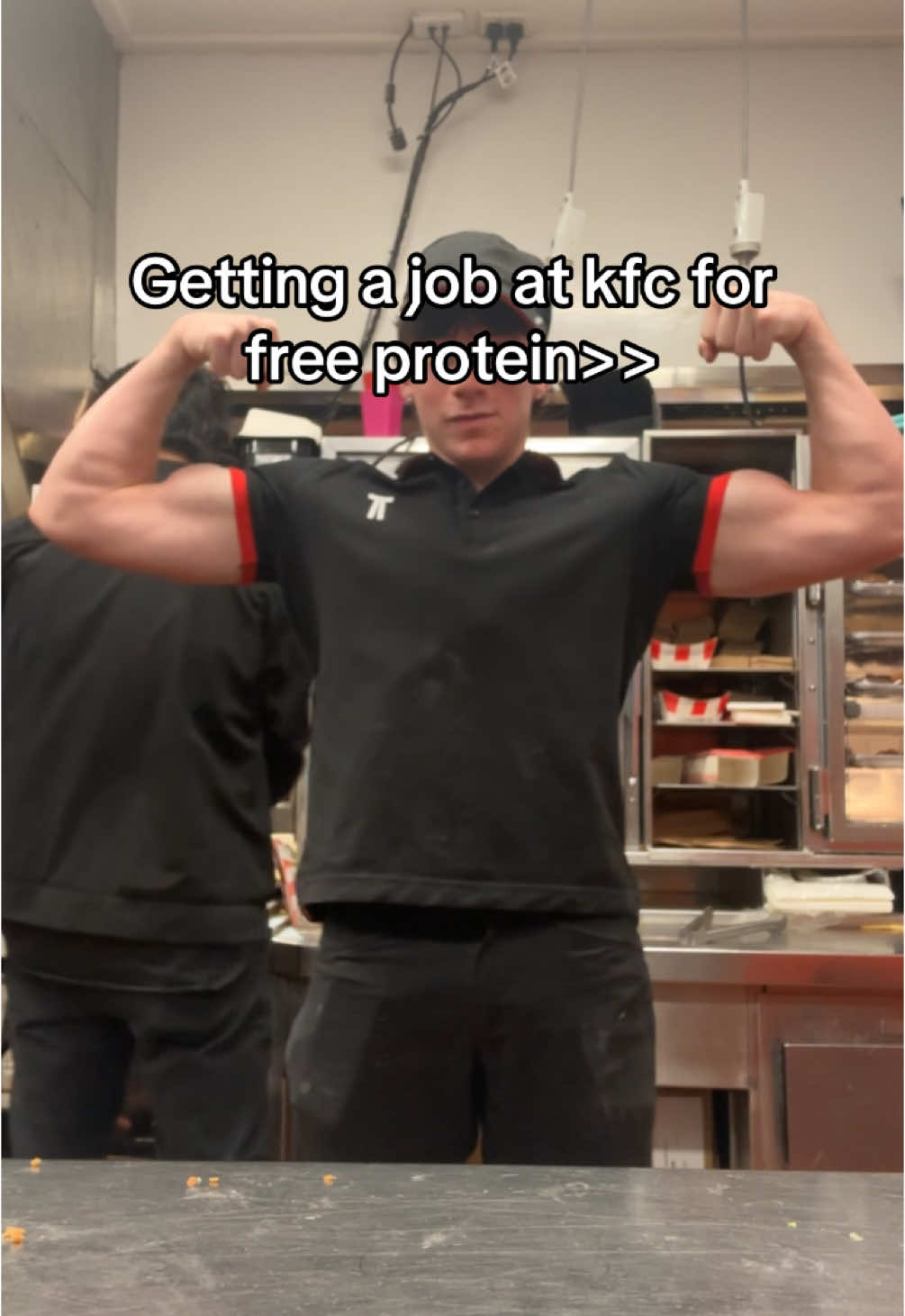 This might be the method #gym #kfc #fastfoodworker #physique #posing #protein #fastfood
