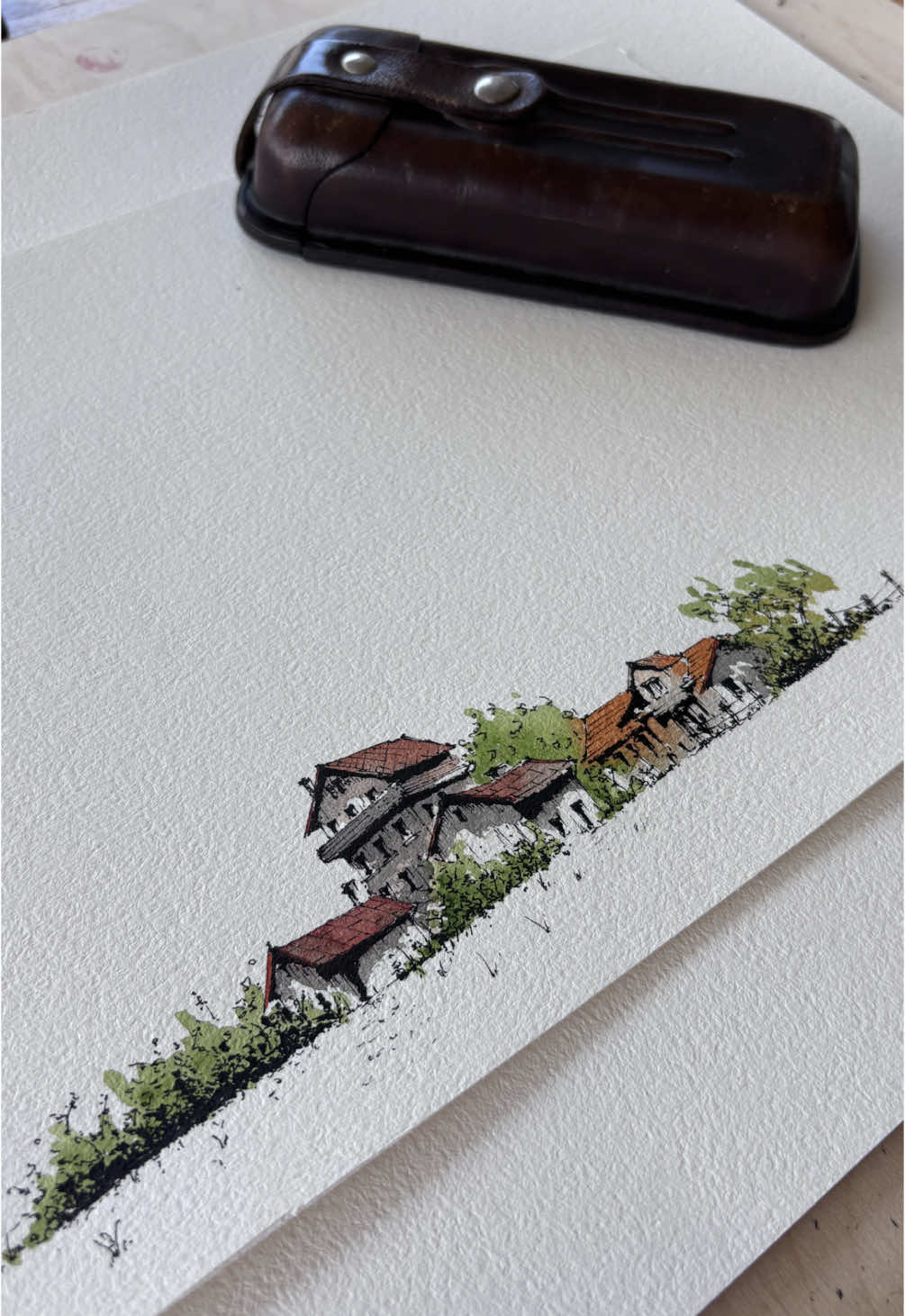 DrawTime#🖋️ #draw #fountainpen #architecture #ink #architecture #watercolor #fyp #🎨 