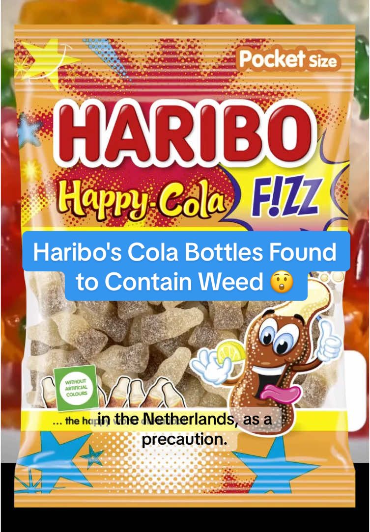 Haribo, in the Netherlands, has recalled its Happy Cola F!ZZ sweets after traces of 🍃 were found inside. #thenetherlands #FoodTok #wtfmoments 