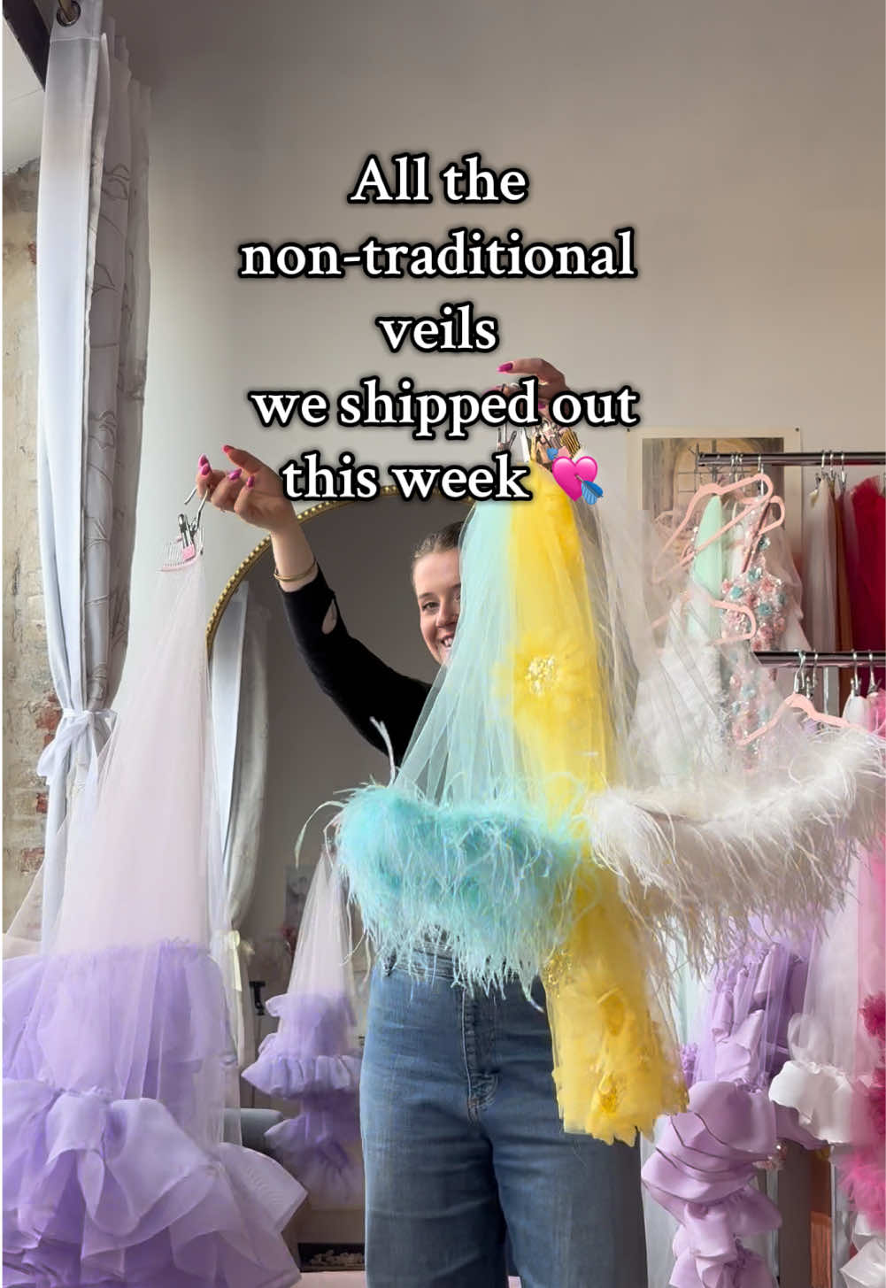 The veils hanging all together this week looked so springtime 🥰😍 #weddingveil #bridalveil #veildesigner #veildesigner #weddinginspo #bridaldesigner #bridalaccessories #SmallBusiness #fashiondesigner #2025bride #2026bride 