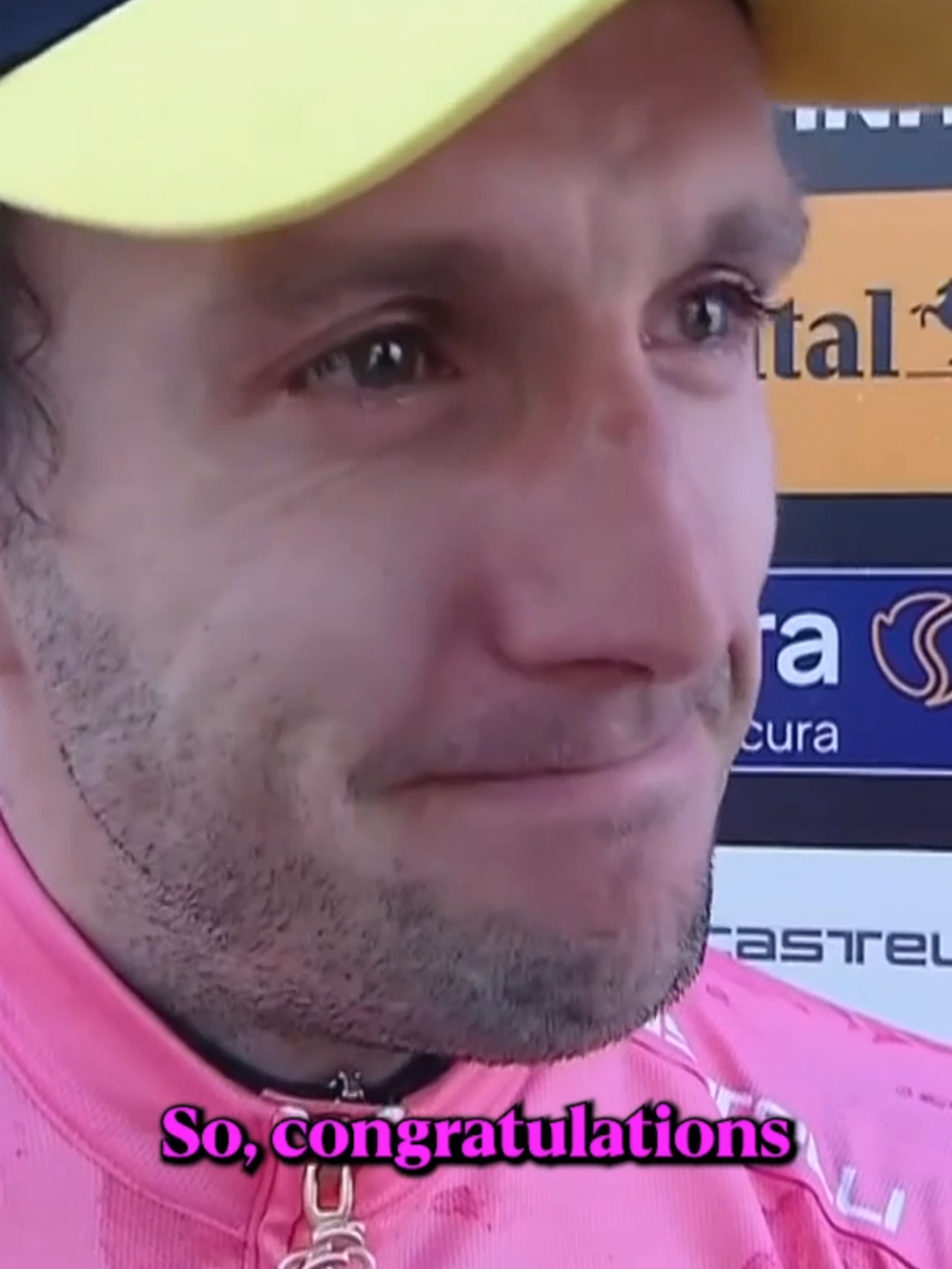 SPEECHLESS! 👏 An emotional Simon Yates chats with Adam Blythe following an incredible Stage 20 at the Giro! 🩷 #cycling #giro #roadcycling