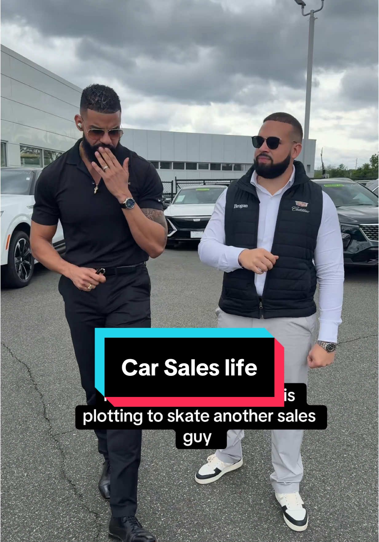 Real life in the car business. For those who don’t sell cars skate means taking another person‘s customer lol  😂🫠 @Andy Reyes #salesman #carsalesman #saleslife #cadillac 