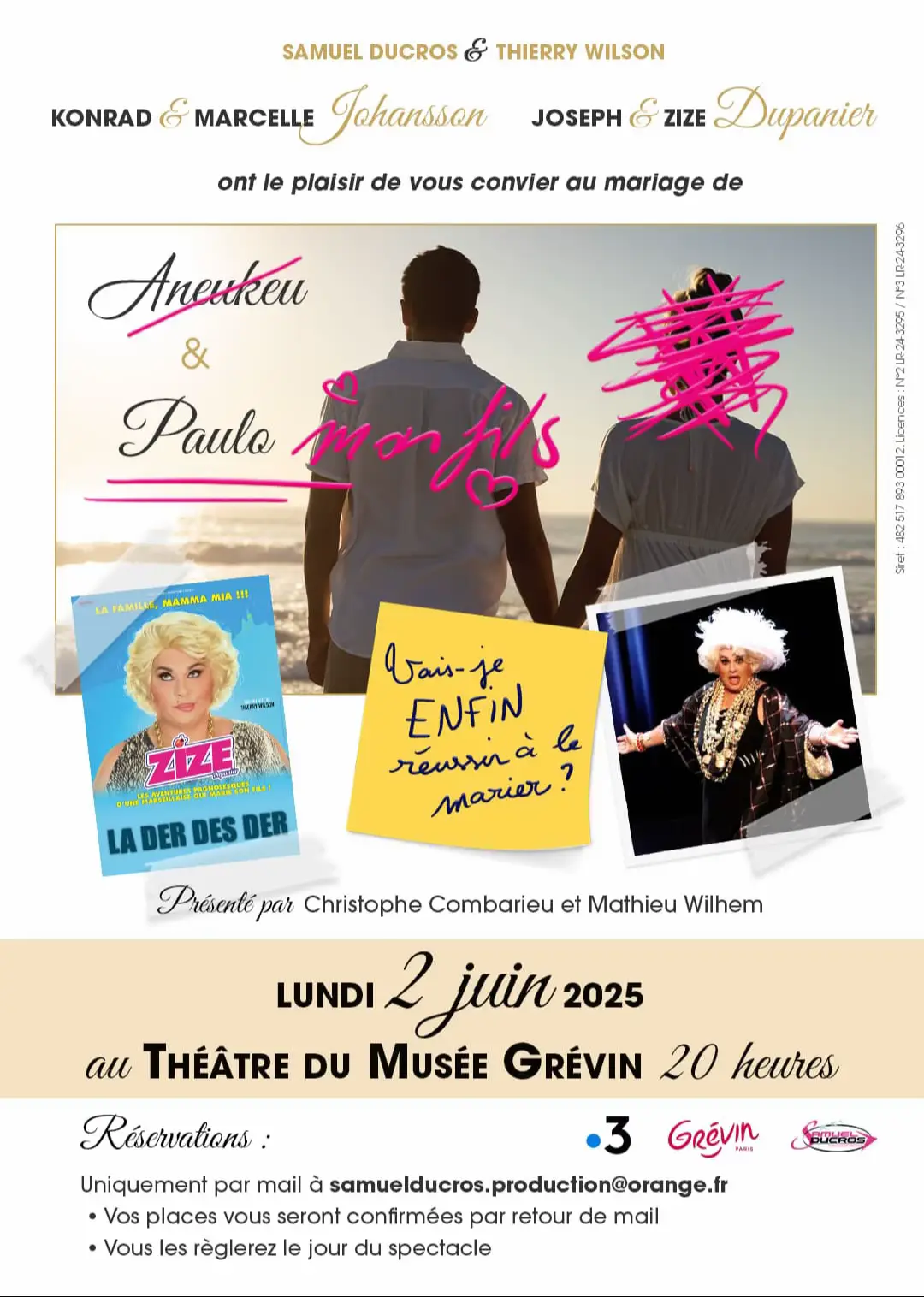 1800 fois j’ai essayé de le marier… Plus de 300 000 personnes sont déjà venus au Mariage…. Ce soir à Paris j’espère que c’est la bonne….🤞🤞🤞🤞❤️#zize #cagole #blonde #fautrigoler #spectaclevivant #lesgrossestetes #tournee #humour #lecrunch #marseille #planetemarseille 🐞🐞🐞🐞🐞