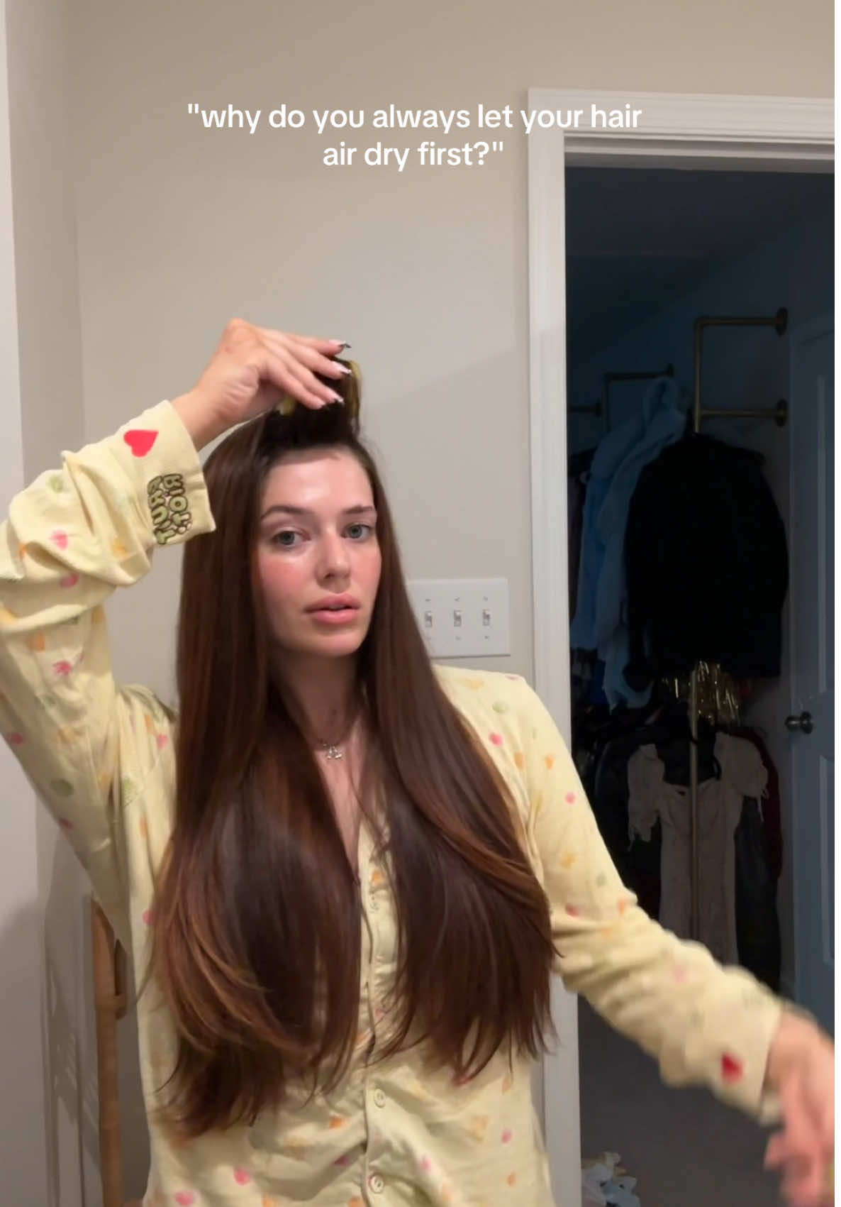 even though i wake up & it's STILL WET!!! 🫠 #hairtok #blowdry #hairstyletutorial #blowout #grwm #longhair #MomsofTikTok #youngmom #morherhood #realisticmomlife #fypシ @✨Lottie✨ inspo 🤍 @Hairitage by Mindy @Dae Hair @Dyson USA @Wet Brush @Fruit Riot @Old Navy Official @Sol de Janeiro 