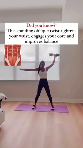 Try this STANDING OBLIQUE TWIST — no mat, no crunches, just results 💥 ✅ Targets your waist ✅ Engages your core + balance ✅ Perfect for at-home workouts ✨ Remember: Consistency + clean eating = 🔑 to seeing definition! Tag a friend who needs this! 💪🏻  #waistgoals #obliques #quickworkout #homefitness #strongwomen 