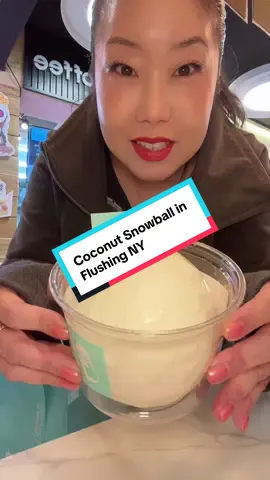 A coconut SNOWBALL is coconut meat…it’s the white fleshy part of the coconut…#asian #chinese #chinesefood #coconut #coconutwater #flushing #flushingnyc #nyc #thingstodoinnyc #hiddengems #comewithme #pov #foryou #fyp  
