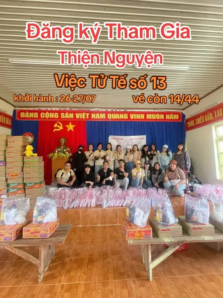 Thông báo : Đăng ký tham gia  thiện nguyện tại La Dạ - Bình Thuận  Việc Tử Tế số 13 Trao yêu thương nhận nụ cười  Việc tử tế số 13 sẽ đến trao quà cho 190 hộ nghèo tại La Dạ - Tỉnh Bình Thuận  Thời gian đăng ký : 01/06/2025 đến 20/07/2025 Phương tiện:xe 45 chỗ (giường nằm) Xuất phát 11h tối T6 ngày 25/07/2025 Ở lại camping tối 26/07/2025 văn nghệ lửa trại Trở về đến TPHCM CN lúc 15h -16h 27/07/2025 Điểm đón : +TPHCM -QL1A Q12 lúc 23h ( có mặt trước 15p) Đối diện ủy ban Q12  vị trí cụ thể sẽ được gửi khi đăng ký tham gia! +QL13 Coopmart chợ đình -TDM -Bình Dương Lúc 23h30p Chương trình gồm có:  🎁 Trao 190 phần quà :nhu yếu phẩm,mì tôm,dầu ăn,gia vị....mọi ủng hộ vật phẩm xin liên hệ trực tiếp cho AD + Tổ chức trò chơi,ca nhạc để tặng gấu bông cho các em nhỏ  +Nấu 700 phần ăn cho các em mầm non và tiểu học tại La Dạ + Phát sữa,bánh kẹo cho các em sau khi ăn 🎁 Đăng ký tham gia hoặc đóng góp xin liên hệ trực tiếp z-L 0️⃣3️⃣6️⃣5️⃣4️⃣0️⃣6️⃣4️⃣9️⃣6️⃣ Hùng inbox cho ad nhé ❤️Em xin nhận vật phẩm : mì tôm,gấu bông ,nhu yếu phẩm,bánh kẹo, sữa đến ngày 20/07/2025  Phí đăng ký 1️⃣0️⃣0️⃣0️⃣0️⃣0️⃣0️⃣₫  Bao gồm : nấu ăn cho 700 em , tiền xe, lều trại camping , lửa trại,ăn tối  *Lưu ý: hoàn trả phí đăng ký trước ngày 10/07/2025 nếu như có việc đột xuất  Mọi muốn tham gia thì liên hệ  ad có để thông tin trong trang Tiktok Việc Tử Tế -Bình Dương Hoặc liên hệ trực tiếp với AD ạ Hy vọng sẽ nhận được sự ủng hộ của mọi người! Hẹn mọi người vào ngày 25/07/2025 nhé ❤️! #fyp #trending #viectute2025 #thiennguyen #VietNam #viral #fypシ #tiktok #foryou #