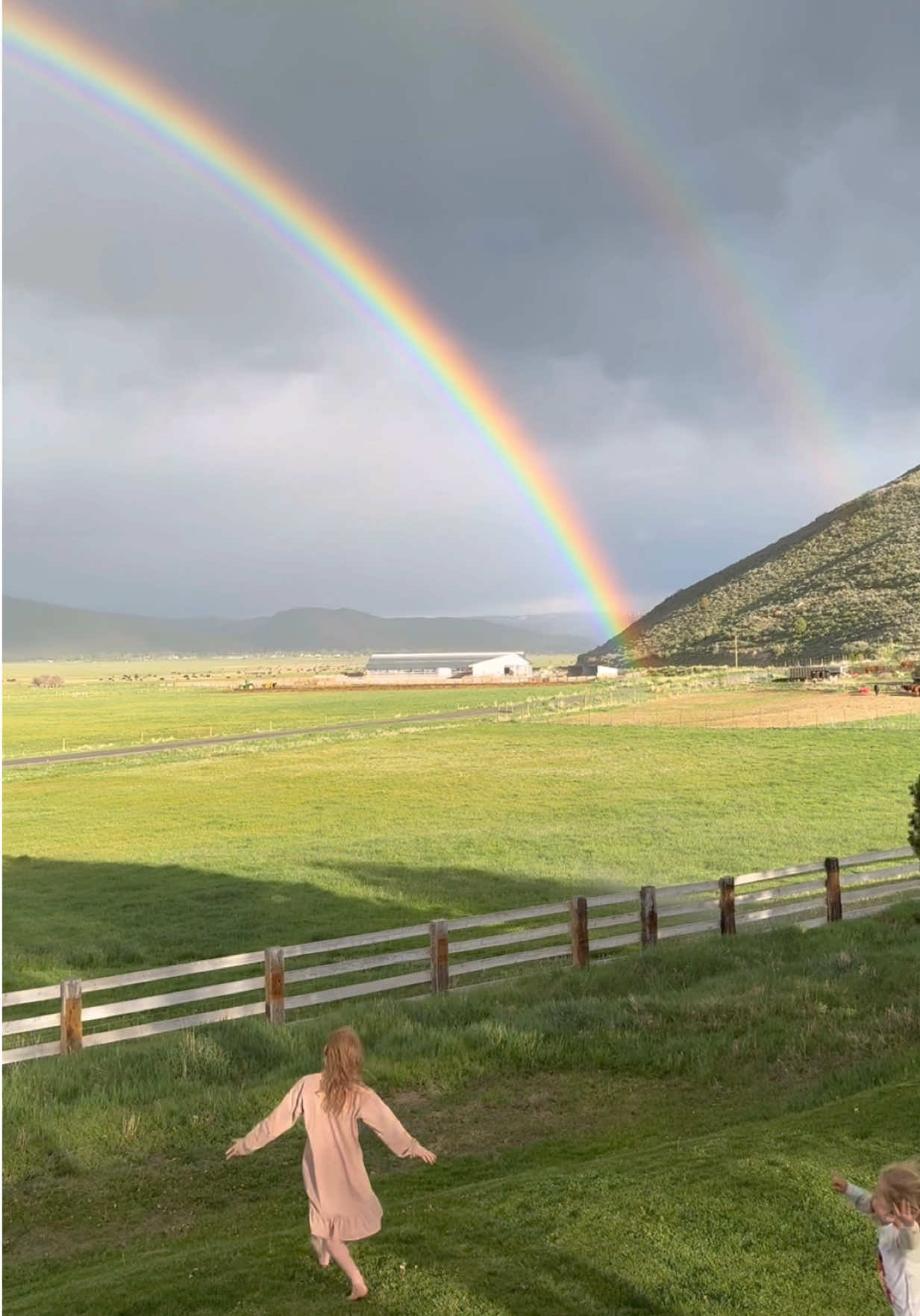 We had an amazing rainbow in our front pasture this week, ended at the dairy barn! 🌈✨🌾