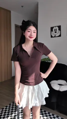 Áo ôm cổ sơ mi 💕  #embetocvang #xuhuong #ao 