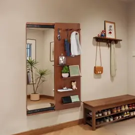 The perforated board with sliding mirror is beautiful and practical#pushandpull #mirror #mirrorcabinet #pegboard  #tiktokmademebuyit #tiktokshop 