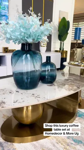 Visit our branches in Mbuya, Munyonyo & Kisementi and shop this luxury marble coffee table set. We are open Mon-Sun from 8am-9pm. #homedecor #fypシ゚viral #tiktokkampala #foryou #fypage #foryoupage #trendingvideo #fyp #viral 