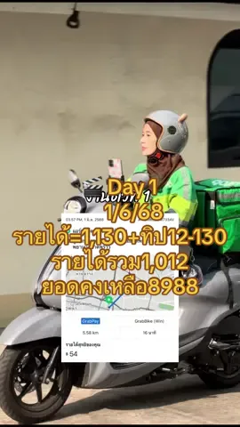 📍เป้าหมาย10,000 เริ่มต้นเดือนใหม่       เริ่ม‼️                                                     รายได้วันที่1=1,130+ทิป12-130                       รายได้รวม1,012                                ยอดคงเหลืออีก29วัน8,988บาท