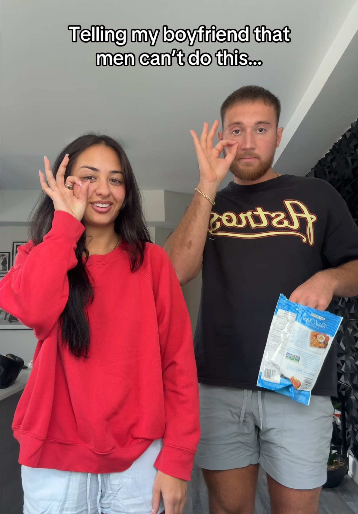His reaction at the end 😭 #fyp #couplescomedy #couplescontent #boyfriendreaction #relationships #calebnandrea 