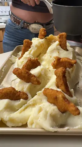 What we do at the family compound for dinner #fyp #jurrasicpark #dinonuggies #mashedpotatovolcano #foryoupage #thefltraveler #ranchlife 