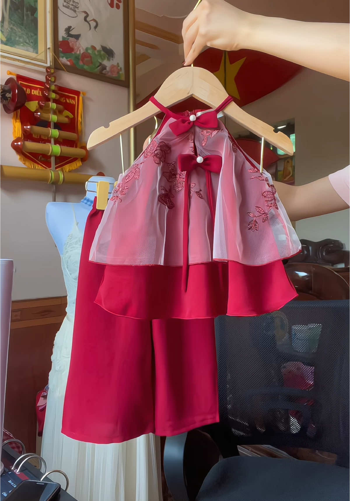Set bộ mẹ vag bé cổ yếm đính nơ xinh #xuhuong #hottrend #haichiemxoaicun #thoitrangchobe 