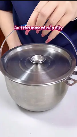 Âu Tròn inox có nắp tiện lợi#HienCao #review #dogiadung #autroninox #dobep #giadungtienich 