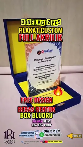 PLAKAT AKRILIK CUSTOM  CINDERAMATA SOUVENIR PENGHARGAAN  