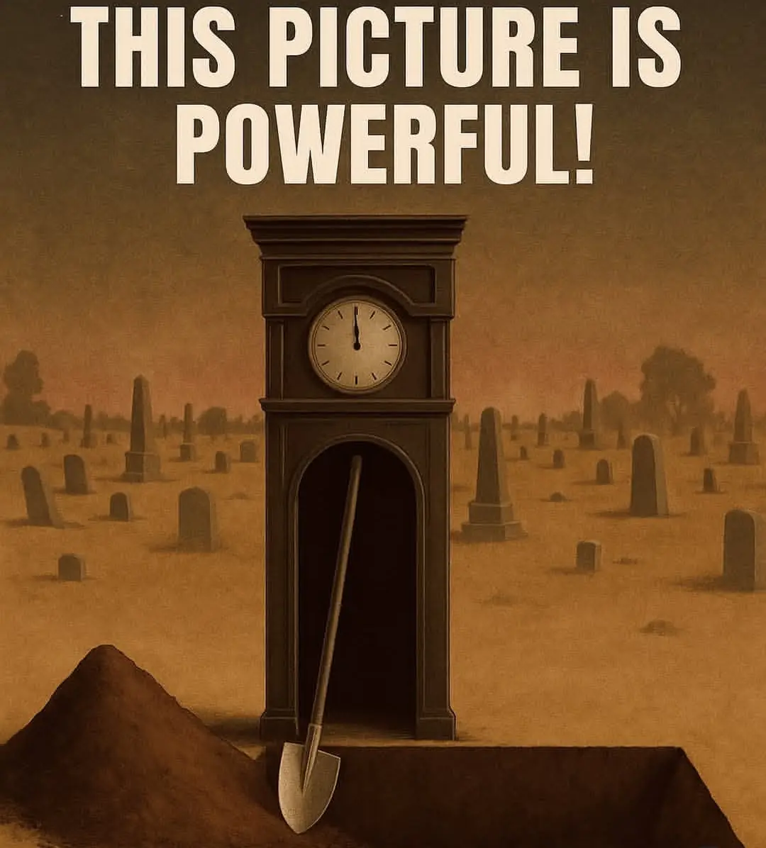 This image is a reality check. The clock is ticking. The grave is being dug. And whether we're ready or not our time will come. 