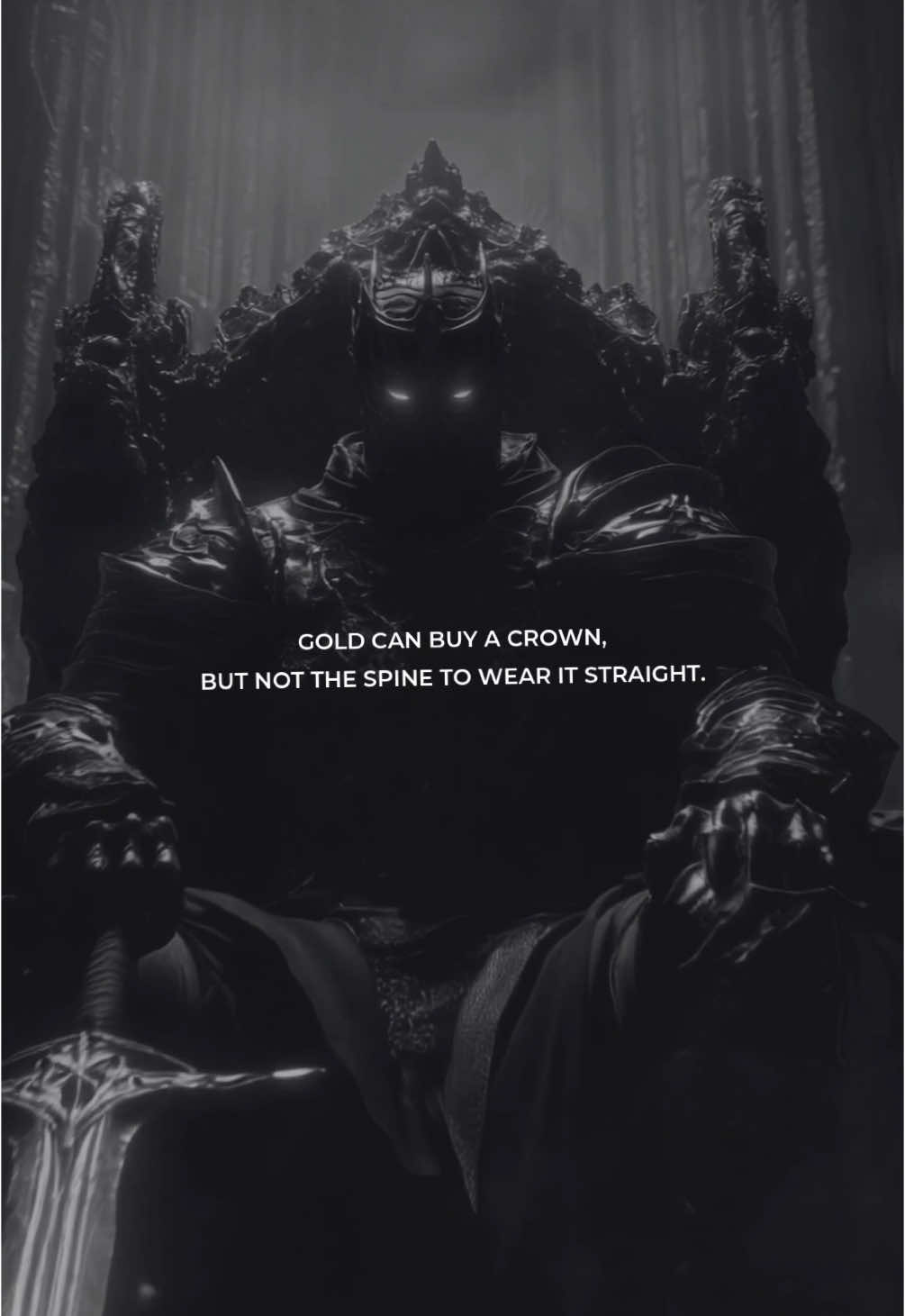 Gold can buy a crown, but not the spine to wear it straight. #motivation #discipline #fyp #motivationalquotes #stoic #wisdom #lifequotes #mindset #warrior #success #stoicism 
