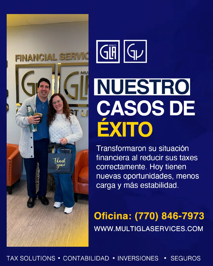 Así como ellos, tu también puedes transformar tu situación financiera. 💸 En MultiGla celebramos cada paso que das hacia más oportunidades, menos estrés y mayor estabilidad. 💬 ¿Quieres ser el próximo caso de éxito? Escribenos y te ayudamos. Porque en MultiGla… hacemos mucho más que impuestos. 📞 Llámanos ahora: 770 846 7973 ✉️ Escríbenos a: info@multiglaservices.com 💻 Visítanos en: multiglaservices.com