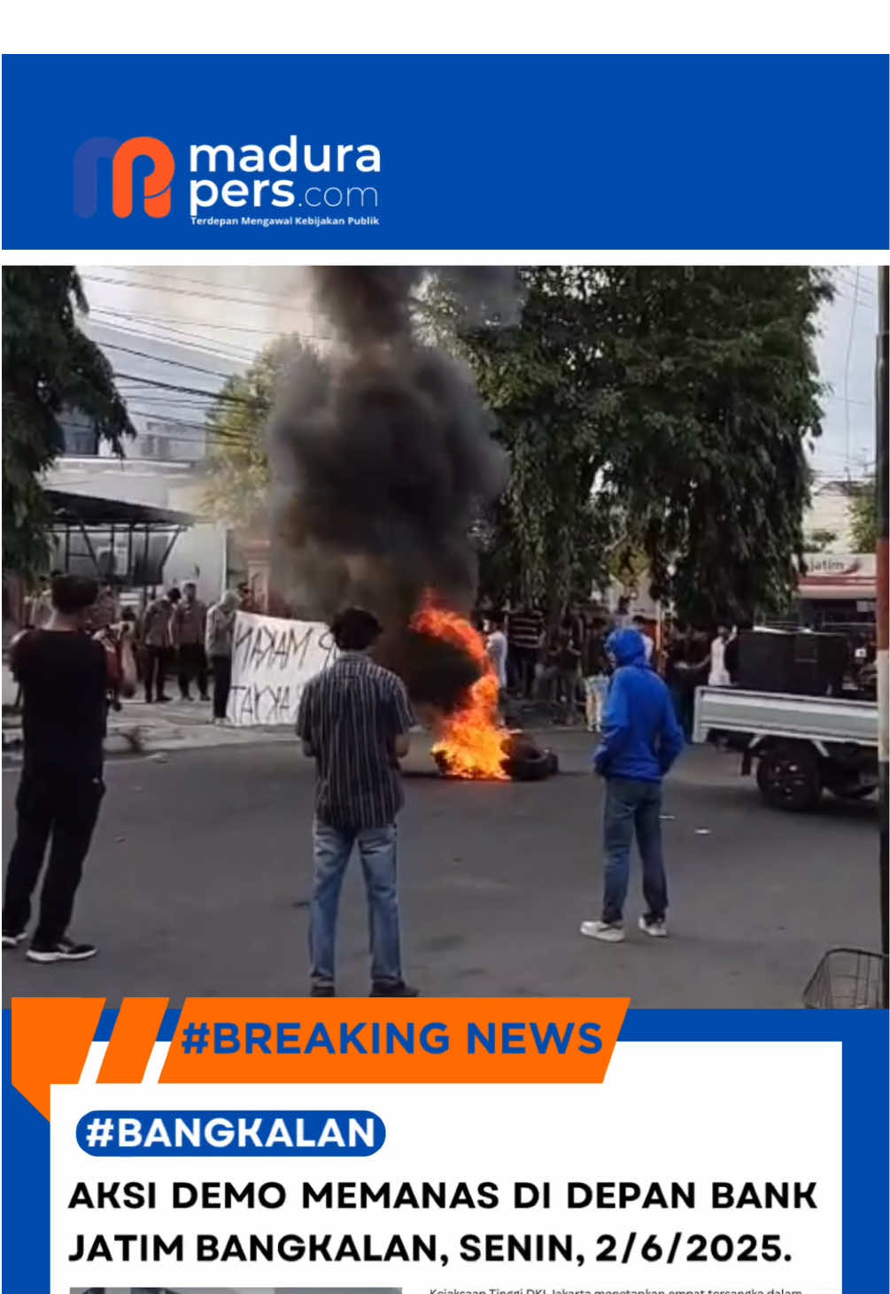 Aksi demo memanas di depan bank jatim bangkalan, Senin, 2/6/2025. #fyp #masukberanda #demonstrasi #bankjatim #bangkalan #madura #beritatiktok #beritaviral #maduraviral #tiktoktrending #tiktoknews 