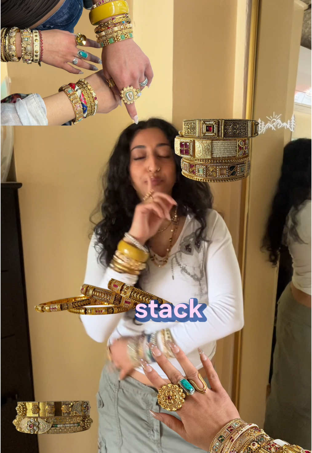 build your summer bangle stack with meeee ✨✨ June 7 & 8 3-6pm 📍124 Irving Ave  Brooklyn, 11237 come stop by to see cool art, have a chai, get some henna and jewelry 🤍🤍🤍🤍 RSVP link in bio💋 #banglestack #indianjewelry #nyc