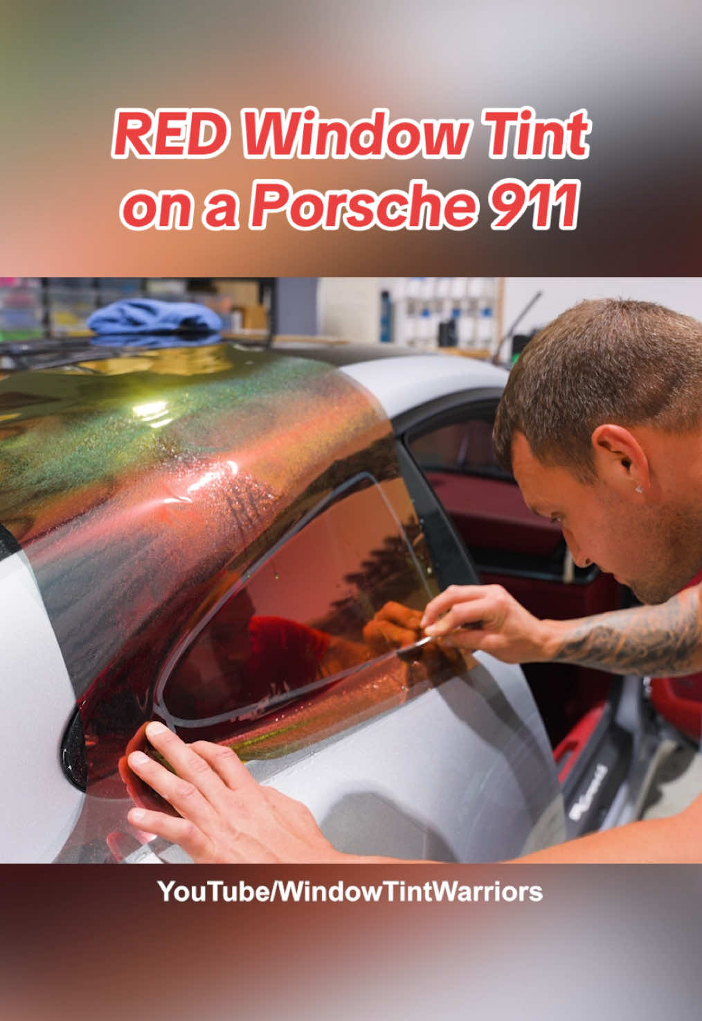 Today we install Dragon’s Ember Red Chameleon Tint on ALL the windows of a Porsche 911 🔥🤪  #windowtint #ceramic #chameleontint #windowtintshop #asmr #professinal #windshield tiny 
