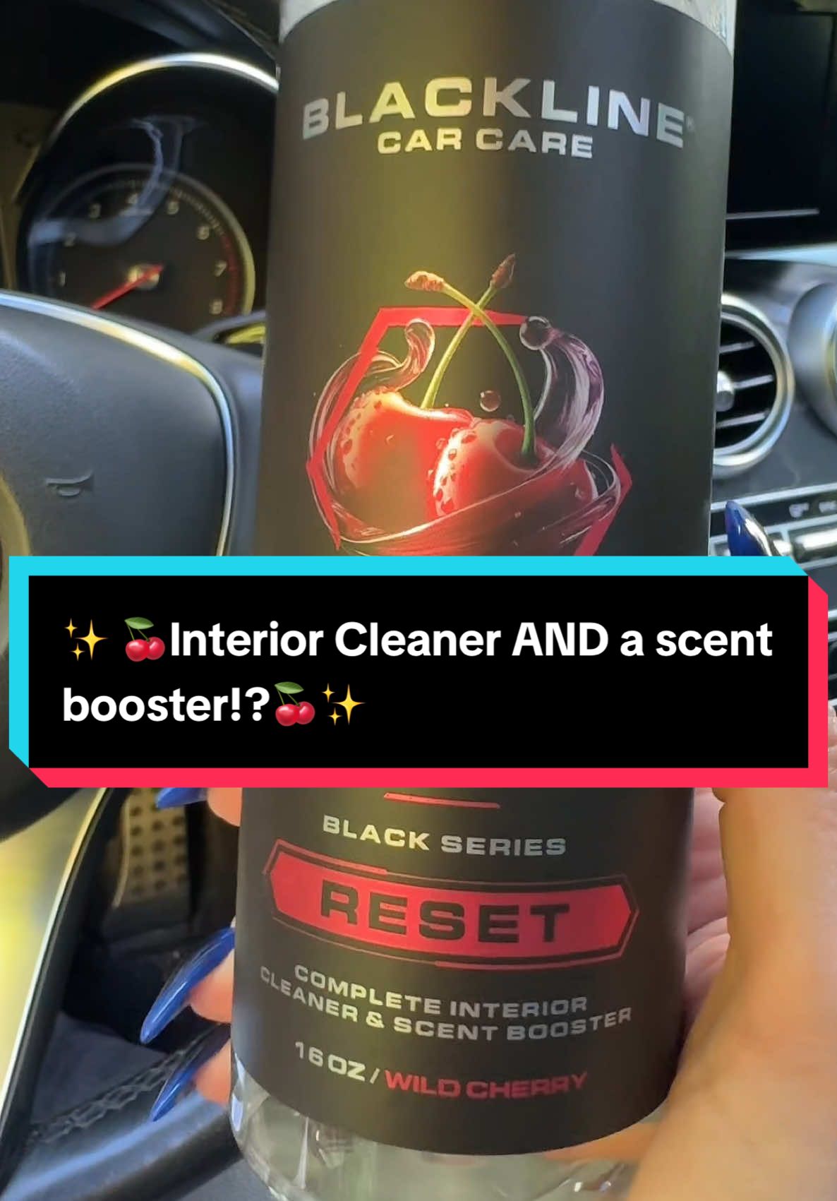 ✨ 🍒I swear by Black Line Car Care Reset for that spotless interior!! #blacklinecarcare #blacklinereset #carinteriorcleaner #tiktokshopsummerturnup #carairfreshener #wildcherryscent #carcare #cardetailing #autodetail 