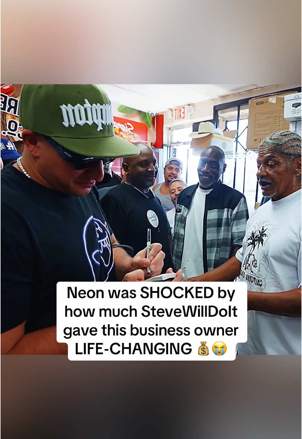 Neon was SHOCKED by how much SteveWillDoIt gave this business owner LIFE-CHANGING #n3onclips #n3on #stevewilldoit #lifechanging #kick #moreclips4days 