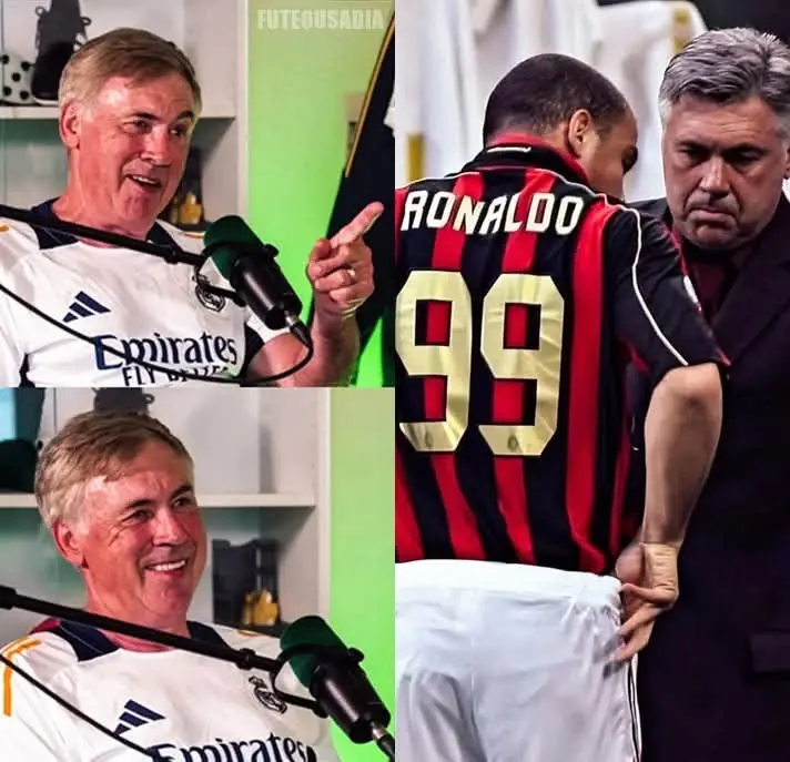 CARLO ANCELOTTI: “Quando estava em Milão, trouxemos Ronaldo. Quando chegou, pesava 100 quilos. Antes do primeiro jogo, eu disse-lhe: 'Você sabe que não posso jogar com você porque você precisa perder peso. Ele respondeu: 'O que você quer que eu faça no campo? Marcar ou correr? Se for pra correr, me coloque no banco; se for pra marcar gols, jogue comigo! ’