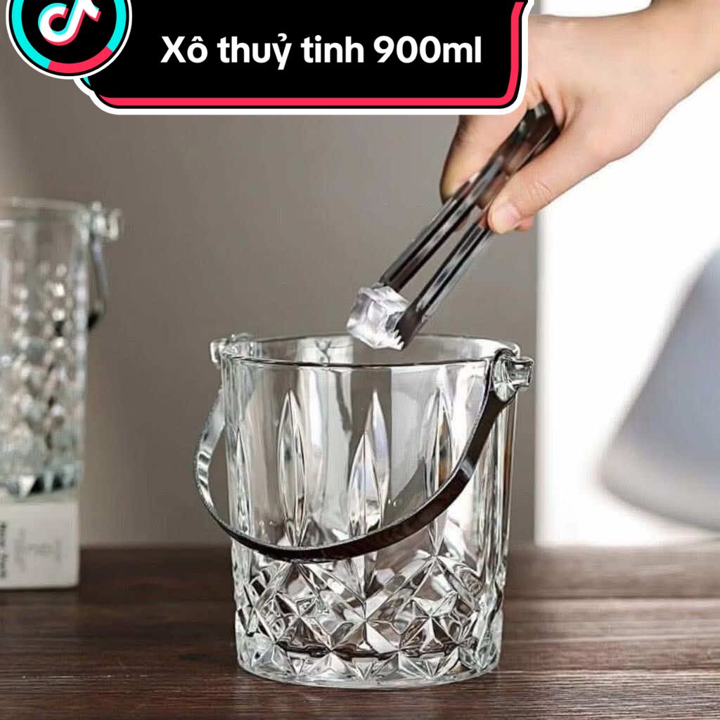 Xô thuỷ tinh dung tích 900ml tặng kèm gắp inox #xoda #xothuytinh #900ml