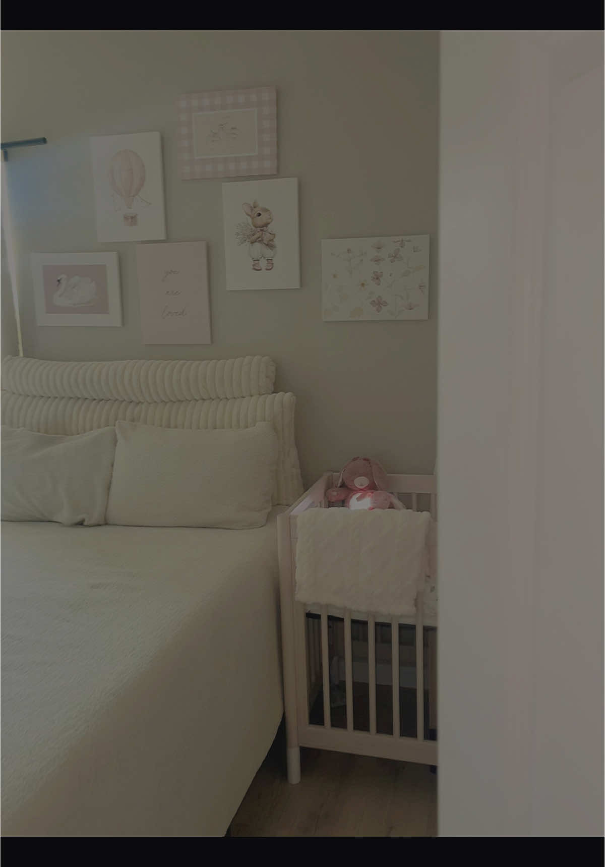Room sharing with baby girl 🥰 we are ready for you! Meant to be a girl mom 💕🥹 #nurserydecor #roomsharing #bunnytheme #babyletto #girlmom #nursery #beigemom #pregancytiktok #nesting 