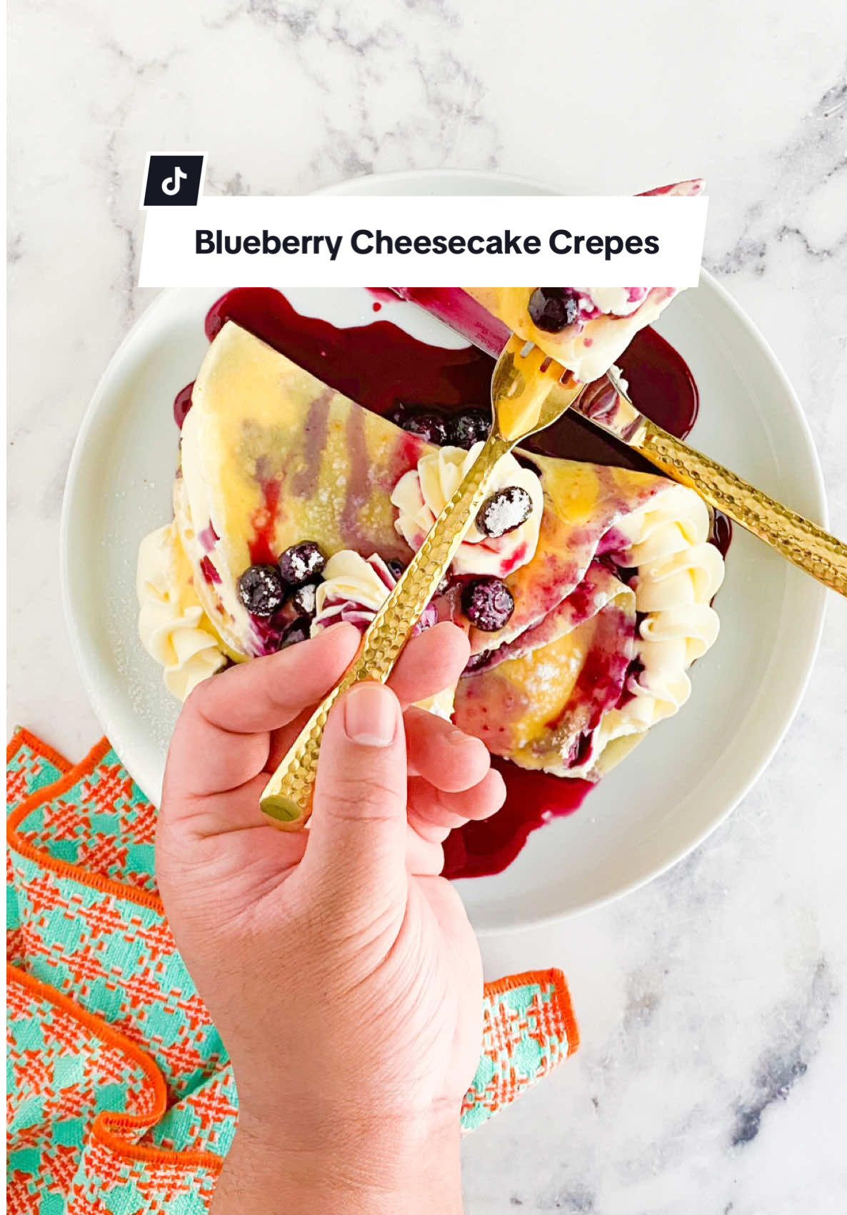 Blueberry Cheesecake Crepes, My Boo Berries! 💙🫐🫐 Layers of my homemade crepes, glossy blueberry compote, and rosettes of Chantilly Cheesecake Cream piped like a dream. It’s giving berry extra and I’m not mad at it.  #creatorsearchinsights 