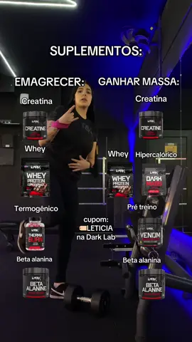 p/ qual seja seu objetivo, a @Dark Lab tem em pureza e qualidade! cupom: LETICIA no site oficial 🏷️✨  #fyp #gym #gymrat #GymTok #suplementos #nutrition #academia 