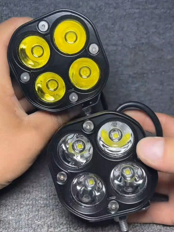 Paket Lampu tembak sorot LED dengan 4 titik mata super terang, CO dikeranjang kuning #lamputembaksorot #tiktokshopindonesia #fypage 
