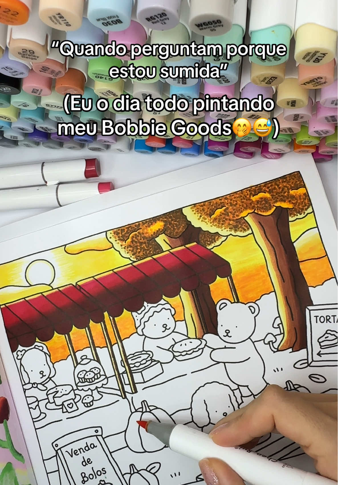 Eu o dia todo pintando meu Bobbie Goods Colorindo Bobbie Goods Livro - Dias Frios #arte #livrodecolorir #markers #mem #humor #coloring #bobbiegoods #bobbiegoodscoloringbook #creatorsearchinsights 