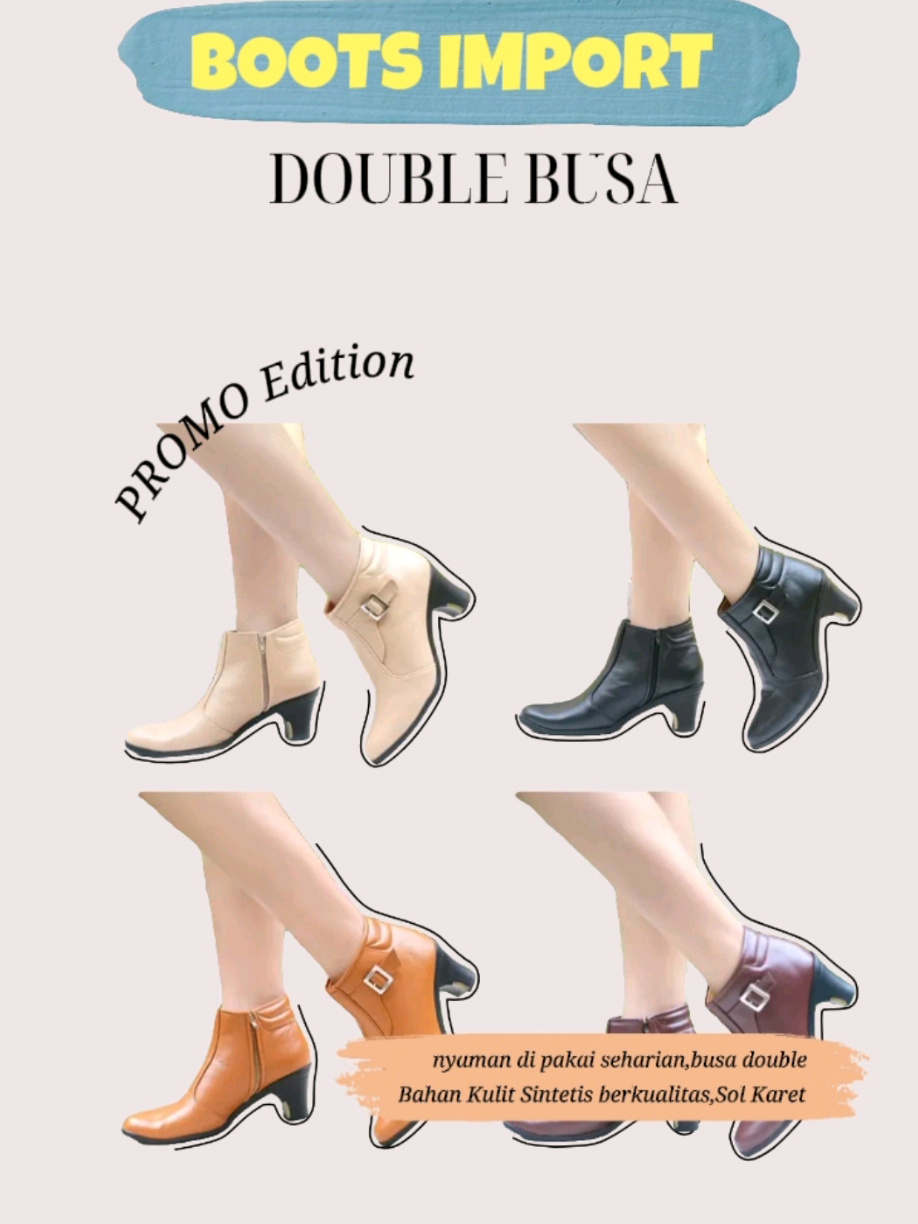 BOOTS IMPORT Double Busa,nyaman di pakai Seharian, kulit sintetis berkualitas  #boots #bootswanita #sepatuboots #sepatubootswanita #sepatuwanita #modelbaru #fashionwanita 