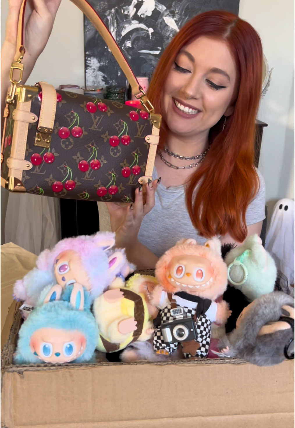 I have too many Labubus!!! Help me pick! 🥰🍒 #louisvuitton #takashimurakami #cherrybag #unboxing #labubu #labubuthemonsters #bigintoenergy 