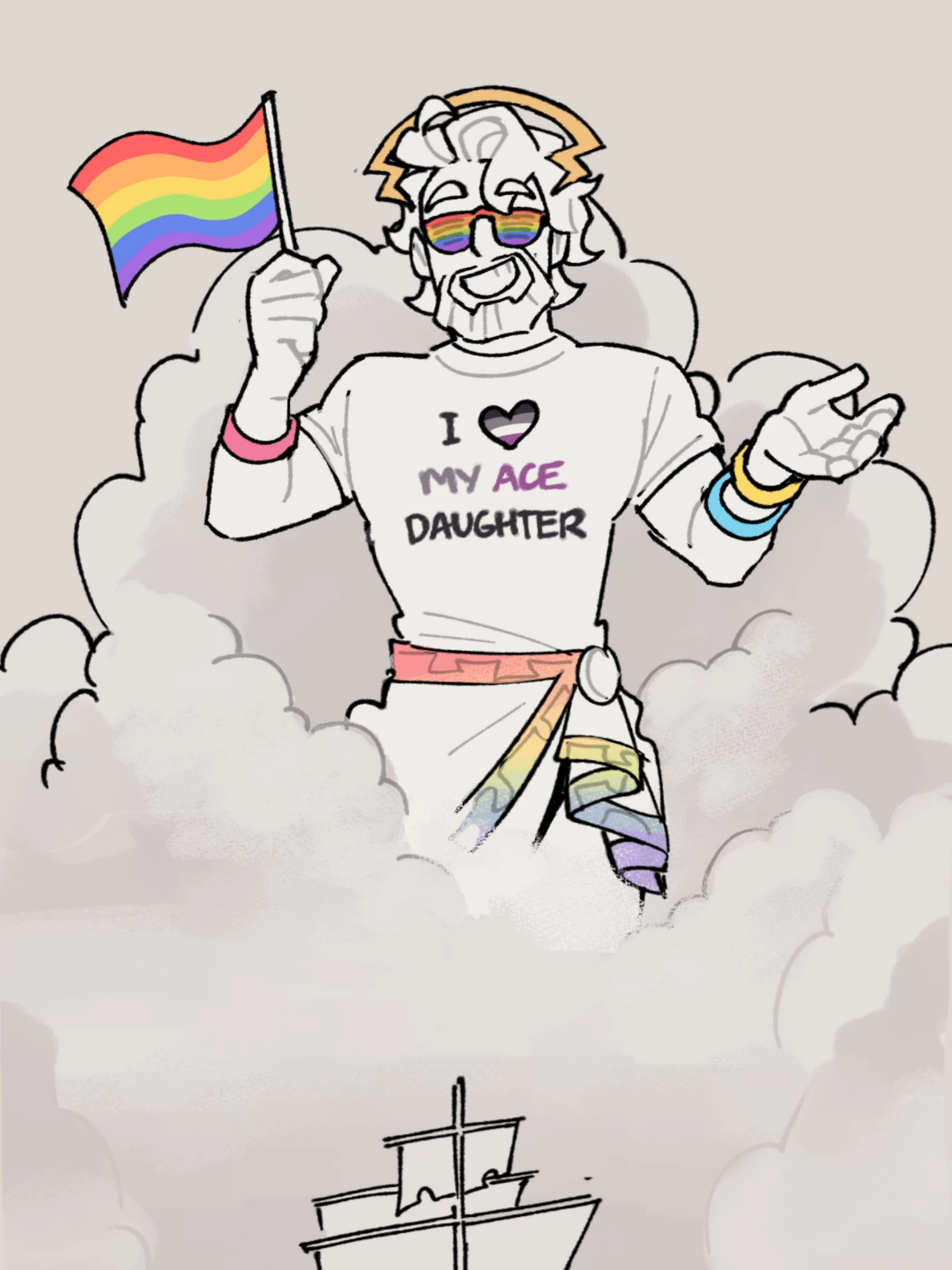 Zeus just casually stopping by to remind Ody what month it is 🏳️‍🌈 #epicthemusical #zeus #odysseus