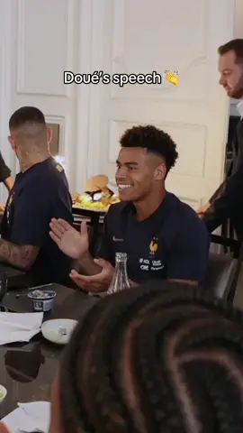 Doué’s speech at Clairefontaine on his birthday 🎂 #EquipeDeFrance #SportsTikTok #Doue #Birthday 