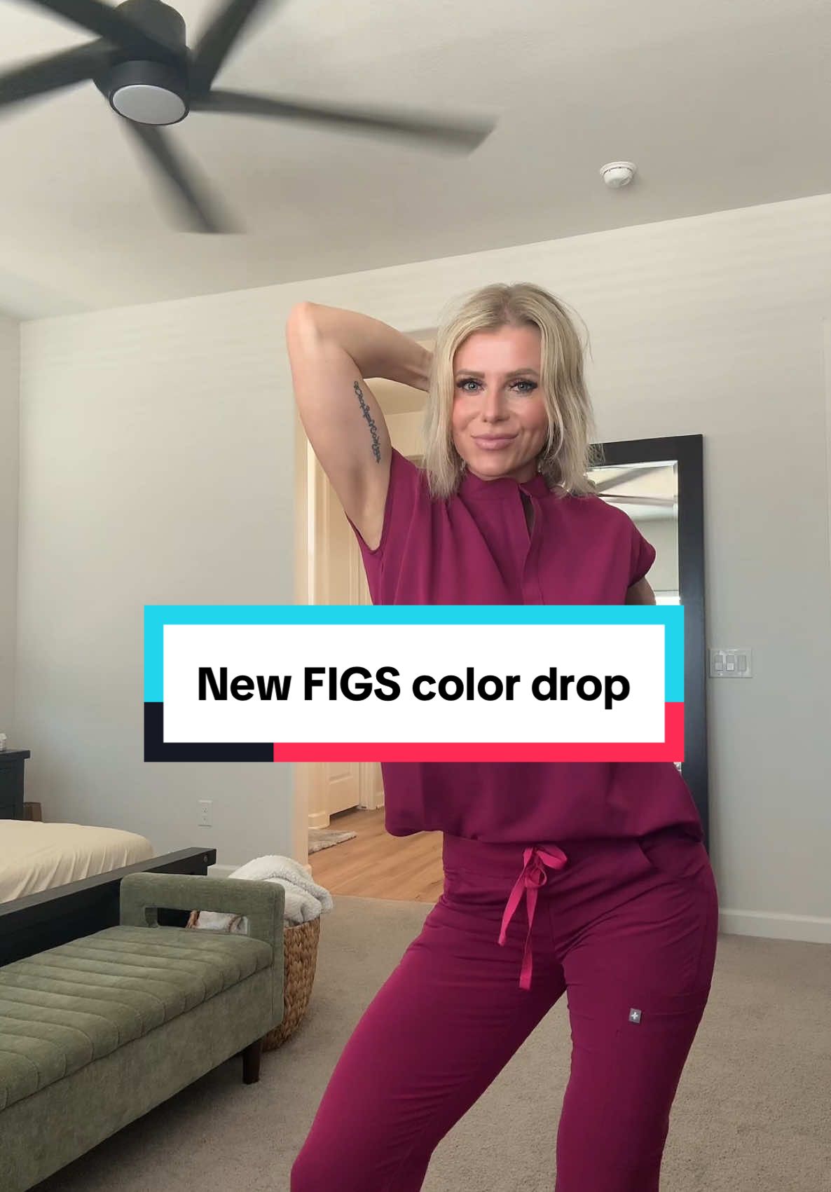 New @wearfigs color drop! Matcha & dark magenta. Bright & bold and in fun styles.Yes please 😍 #dancingnurse #nurse #scrubs #wearFIGS #workfit 