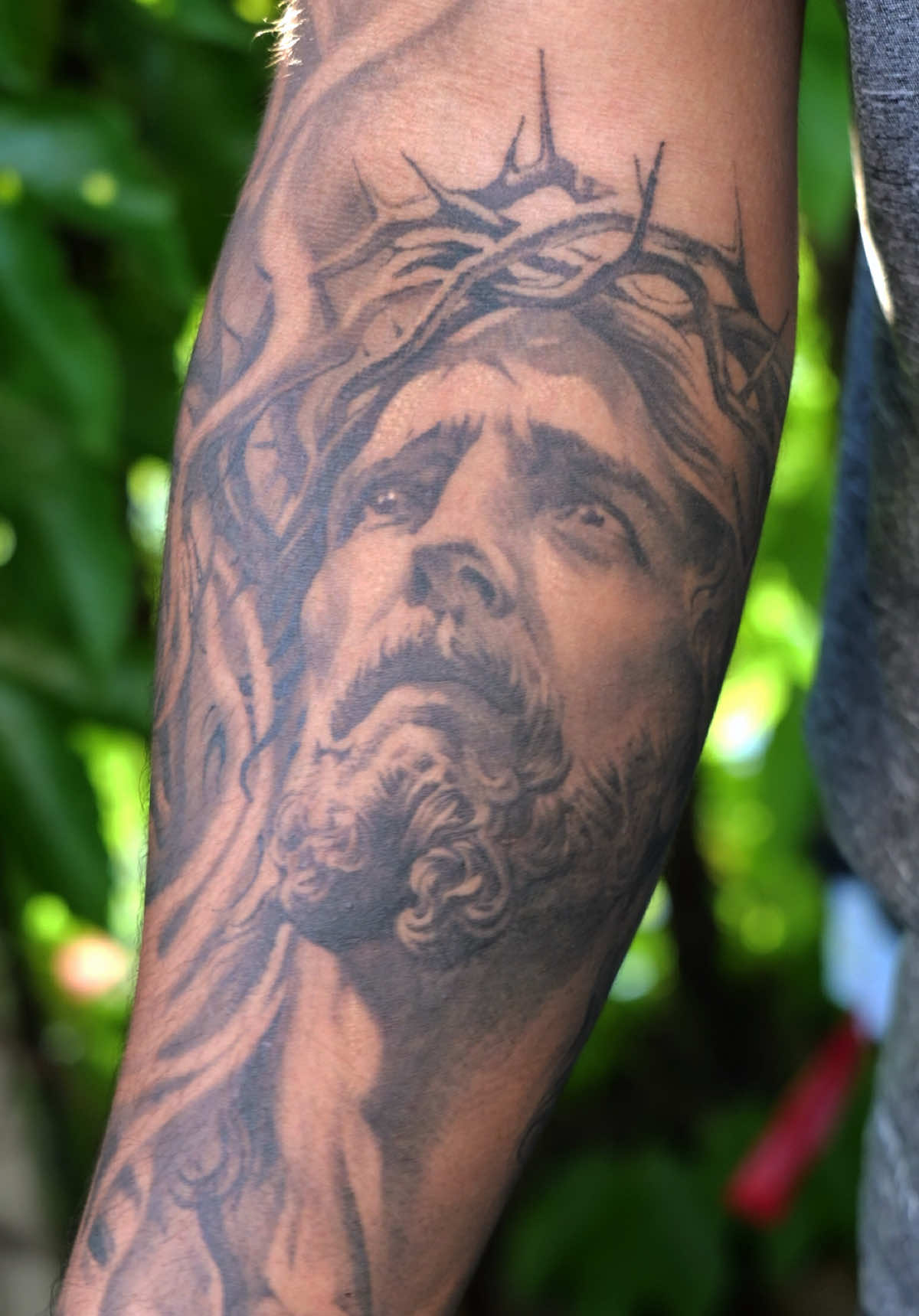 Healed portrait of Jesus on Cristian’s forearm, so glad that he’s trusting me with the rest of his sleeve 🙏 would love to do more religious black and grey pieces moving forward!
