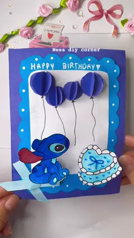 Stitch diy birthday card 💙#DIY #birthdaycard #stitch #liloandstitch #disney #bff #papercraft #tutorial 