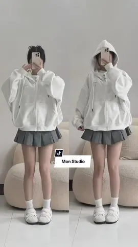 Hoodie zip Kitty @Mon Studio #xuhuong #review #fyp #phoidoxinh #OOTD 