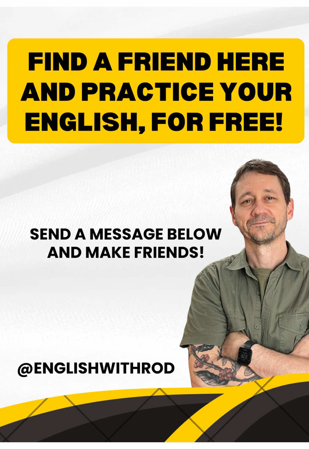 Who wants a friend to practice English? 🇺🇸🇬🇧 . . #practicemakesperfect . Don't forget to subscribe to see more videos! Want to watch recorded classes and look at my books? Go to: englishwithrod.com check out MY SOCIAL MEDIA: Instagram: @englishwithrods TikTok: @englishwithrod #learnenglish #english #grammar #fyp #foryou #foryoupage #englishspeaking #challenge #vocabulary #ingles #inglês #anglais #anglaise
